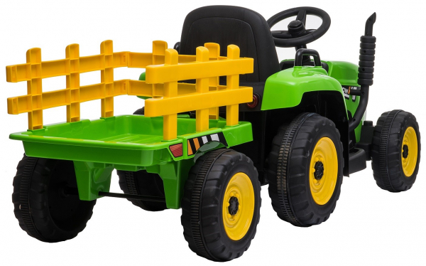 Tractor electric cu remorca Premier Farm, 12V, roti cauciuc EVA, verde [10]