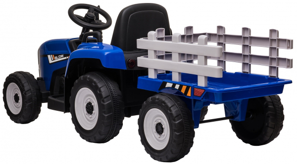 Tractor electric cu remorca Premier Farm, 12V, roti cauciuc EVA, albastru [10]