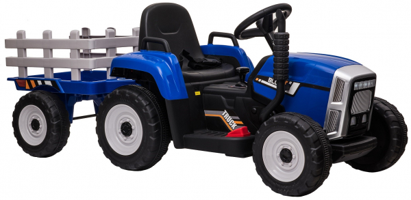 Tractor electric cu remorca Premier Farm, 12V, roti cauciuc EVA, albastru [15]