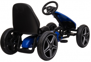 Kart Mercedes cu pedale pentru copii, roti cauciuc Eva, albastru [3]