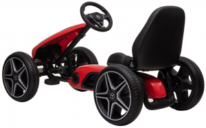 Kart Mercedes cu pedale pentru copii, roti cauciuc Eva, rosu [2]