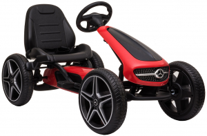 Kart Mercedes cu pedale pentru copii, roti cauciuc Eva, rosu [4]