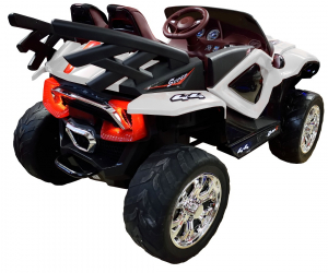 Masinuta electrica 4x4 Premier D-Max, 12V, roti cauciuc EVA, scaun piele ecologica, alb [4]