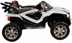 Masinuta electrica 4x4 Premier D-Max, 12V, roti cauciuc EVA, scaun piele ecologica, alb [5]