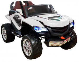 Masinuta electrica 4x4 Premier D-Max, 12V, roti cauciuc EVA, scaun piele ecologica, alb [7]