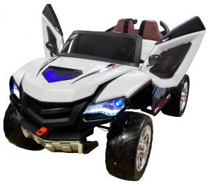 Masinuta electrica 4x4 Premier D-Max, 12V, roti cauciuc EVA, scaun piele ecologica, alb [9]