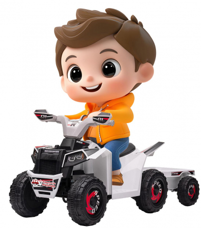 ATV-uri electrice - ATV electric cu remorca Premier Beach, 6V, alb