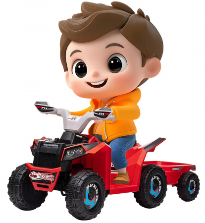 ATV-uri electrice - ATV electric cu remorca Premier Beach, 6V, rosu