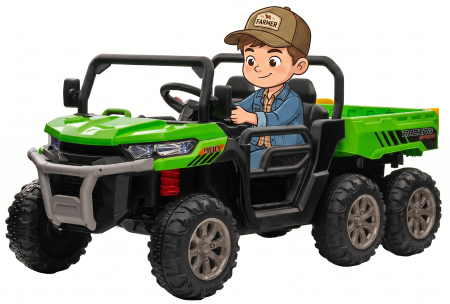 Masinute electrice - Buggy electric 4x4 Premier Terra, 24V, roti cauciuc EVA, scaun piele ecologica, verde