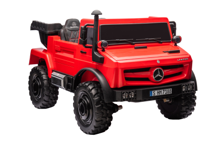 Camion electric cu bena rabatabila Premier Mercedes Unimog, 4x4, 12V, 2 copii, roti cauciuc EVA, scaun piele ecologica, rosu [7]