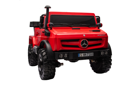 Camion electric cu bena rabatabila Premier Mercedes Unimog, 4x4, 12V, 2 copii, roti cauciuc EVA, scaun piele ecologica, rosu [4]