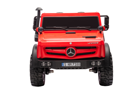 Camion electric cu bena rabatabila Premier Mercedes Unimog, 4x4, 12V, 2 copii, roti cauciuc EVA, scaun piele ecologica, rosu [11]