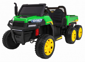 Masinute electrice - Buggy electric cu bena pentru 2 copii Premier 4x4 Hygge Truck, 6 roti cauciuc EVA, scaun piele ecologica, verde
