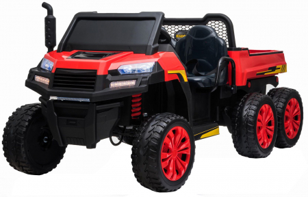 Masinute electrice - Buggy electric cu bena pentru 2 copii Premier 4x4 Hygge Truck, 6 roti cauciuc EVA, scaun piele ecologica, rosu