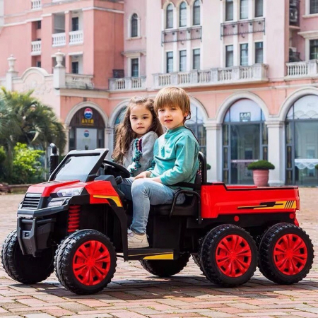 Buggy electric cu bena pentru 2 copii Premier 4x4 Hygge Truck, 6 roti cauciuc EVA, scaun piele ecologica, rosu [4]