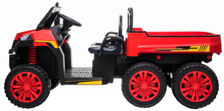 Buggy electric cu bena pentru 2 copii Premier 4x4 Hygge Truck, 6 roti cauciuc EVA, scaun piele ecologica, rosu [1]