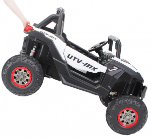 Buggy electric pentru 2 copii Premier 4x4 Superstar, cu 2 baterii, roti cauciuc EVA, scaun piele ecologica, alb [5]