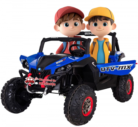 Masinute electrice - Buggy electric pentru 2 copii Premier 4x4 Superstar, cu 2 baterii, roti cauciuc EVA, scaun piele ecologica, albastru