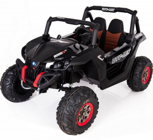 Masinute electrice - Buggy electric pentru 2 copii Premier 4x4 Superstar, ecran LCD, MP4, cu 2 baterii, roti cauciuc EVA, scaun piele ecologica, negru