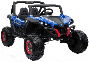 Masinute electrice - Buggy electric pentru 2 copii Premier 4x4 Superstar, ecran LCD, MP4, cu 2 baterii, roti cauciuc EVA, scaun piele ecologica, albastru