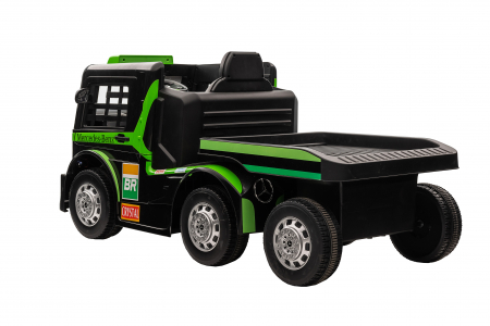 Camion electric cu remorca Premier Mercedes Axor, 12V, roti cauciuc EVA, scaun piele ecologica, verde [6]