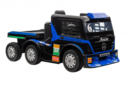 Camion electric cu remorca Premier Mercedes Axor, 12V, roti cauciuc EVA, scaun piele ecologica, albastru [7]
