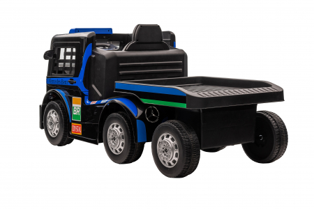 Camion electric cu remorca Premier Mercedes Axor, 12V, roti cauciuc EVA, scaun piele ecologica, albastru [5]