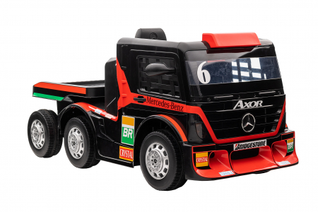 Camion electric cu remorca Premier Mercedes Axor, 12V, roti cauciuc EVA, scaun piele ecologica, rosu [8]