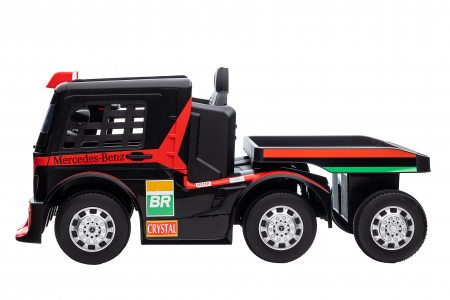 Camion electric cu remorca Premier Mercedes Axor, 12V, roti cauciuc EVA, scaun piele ecologica, rosu [4]