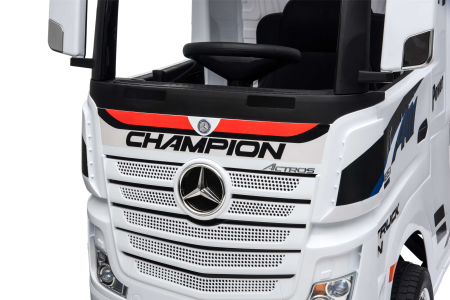 Camion electric Premier Mercedes Actros cu 2 baterii, 4x4, roti cauciuc EVA, scaun piele ecologica, alb [12]