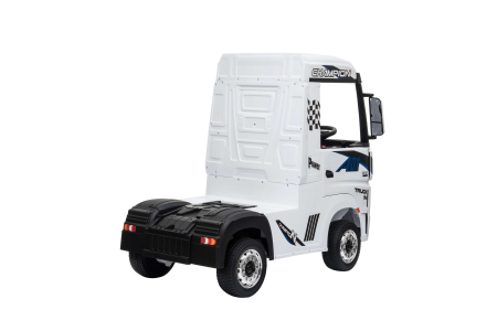 Camion electric Premier Mercedes Actros cu 2 baterii, 4x4, roti cauciuc EVA, scaun piele ecologica, alb [5]