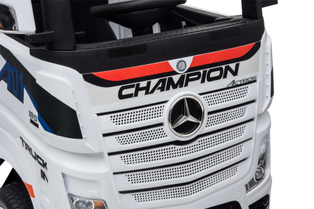 Camion electric Premier Mercedes Actros cu 2 baterii, 4x4, roti cauciuc EVA, scaun piele ecologica, alb [7]