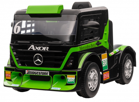 Camion electric Premier Mercedes Axor, 12V, roti cauciuc EVA, scaun piele ecologica, verde [1]