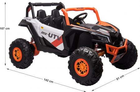 Masinuta electrica UTV Premier Dune, 24V, roti cauciuc EVA, 2 locuri, scaun piele ecologica, portocaliu [11]