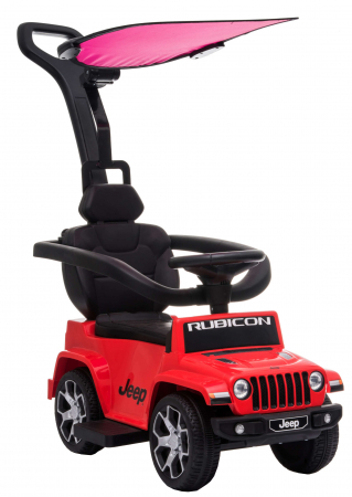 Masinuta de impins Premier Jeep Wrangler Rubicon cu maner si bara de protectie, rosu [14]