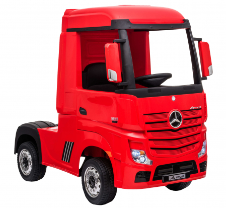 Camion electric Premier Mercedes Actros cu 2 baterii, 4x4, roti cauciuc EVA, scaun piele ecologica, rosu [6]