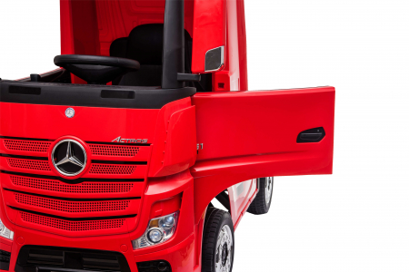 Camion electric Premier Mercedes Actros cu 2 baterii, 4x4, roti cauciuc EVA, scaun piele ecologica, rosu [10]