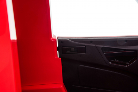 Camion electric Premier Mercedes Actros cu 2 baterii, 4x4, roti cauciuc EVA, scaun piele ecologica, rosu [14]