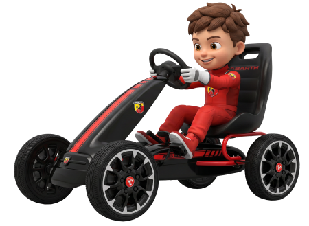 Kart Abarth negru cu pedale pentru copii