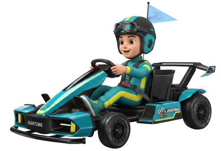 Masinute electrice - Kart electric Premier Go Racing, 2 baterii 18V, 2 motoare 200W, verde