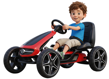 Karturi - Kart Mercedes cu pedale pentru copii, roti cauciuc Eva, rosu