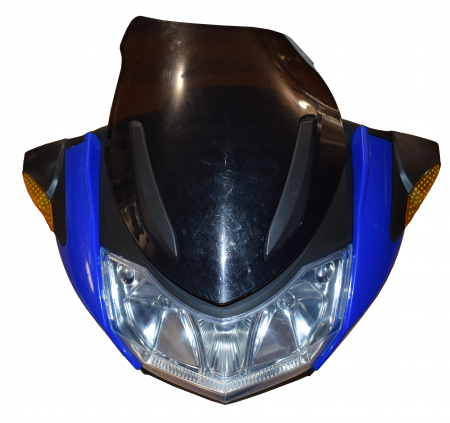 Piese motociclete - Masca fata Premier Flash albastru cu far si panou multimedia