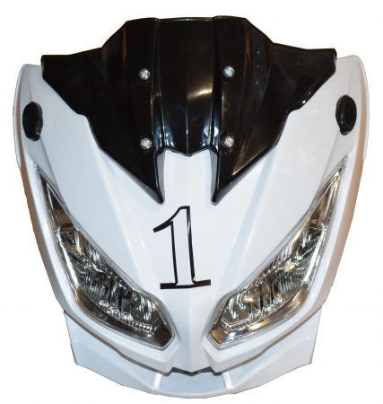 Piese motociclete - Masca fata cu ornament superior si faruri alba Premier Sport