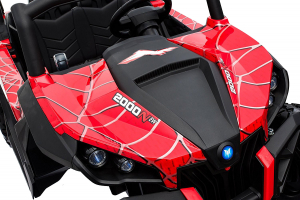 Buggy electric pentru 2 copii Premier 4x4 Superstar, ecran LCD, MP4, cu 2 baterii, roti cauciuc EVA, scaun piele ecologica, spider, rosu [6]