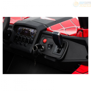 Buggy electric pentru 2 copii Premier 4x4 Superstar, ecran LCD, MP4, cu 2 baterii, roti cauciuc EVA, scaun piele ecologica, spider, rosu [11]