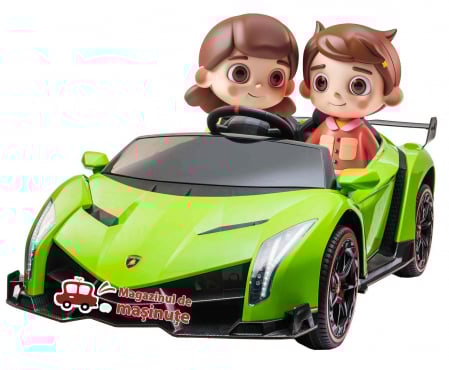 Masinute electrice - Masinuta electrica 4 x 4 Premier Lamborghini Veneno, 12V, roti cauciuc EVA, scaun piele ecologica, verde