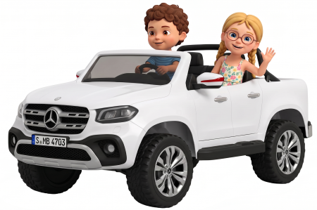 Masinuta electrica 4 x 4 Premier Mercedes X-Class, 12V, roti cauciuc EVA, scaun piele ecologica, alb