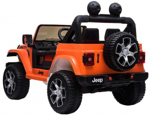 Masinuta electrica 4x4 Premier Jeep Wrangler Rubicon, 12V, roti cauciuc EVA, scaun piele ecologica, portocaliu [6]
