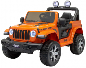 Masinuta electrica 4x4 Premier Jeep Wrangler Rubicon, 12V, roti cauciuc EVA, scaun piele ecologica, portocaliu [0]