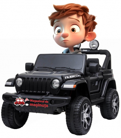 Masinute electrice - Masinuta electrica 4x4 Premier Jeep Wrangler Rubicon, 12V, roti cauciuc EVA, scaun piele ecologica, negru